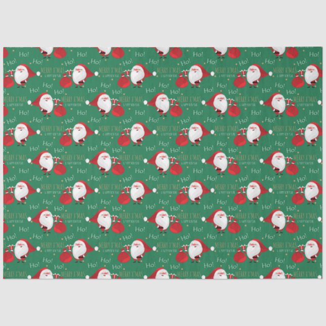 Papel De Seda Ho Ho - Papais noeis De Natal (Frente )