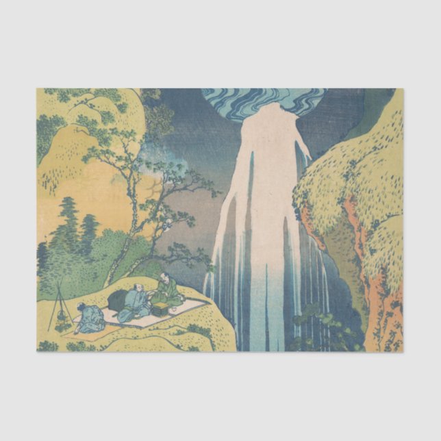 Papel De Seda Hokusai Amida cai na cachoeira do Japão (Frente )