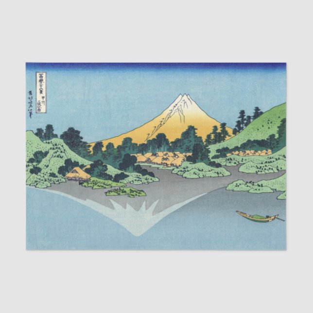 Papel De Seda Hokusai - O Monte Fuji Reflete no lago Kawaguchi (Frente )