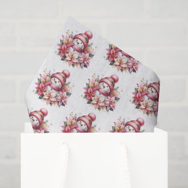 Papel De Seda Holiday Snowman Tissue Paper (Sacola de presentes)