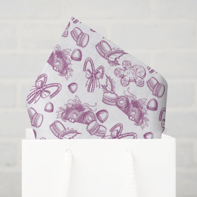 Papel De Seda Holiday Sweets- Sugar Plum (Sheer) (Sacola de presentes)
