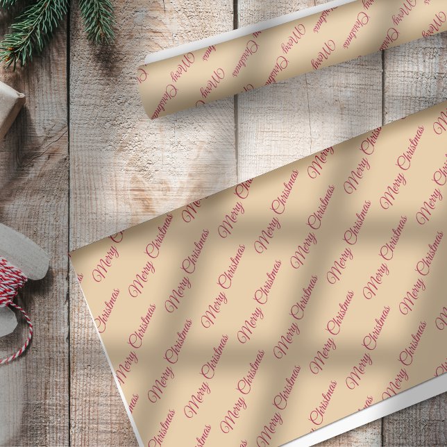 Papel De Seda Holly Berries Red on Gold Merry Christmas (Criador carregado)