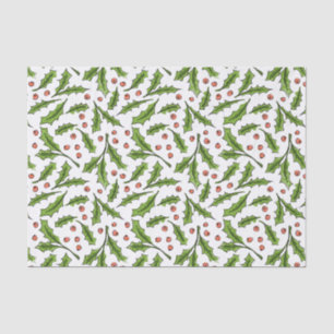 Papel De Seda Holly Berry Sprig Pattern