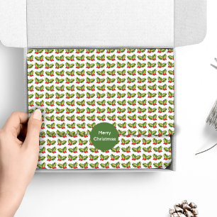 Papel De Seda Holly de Natal deixa e berries sinos e presentes