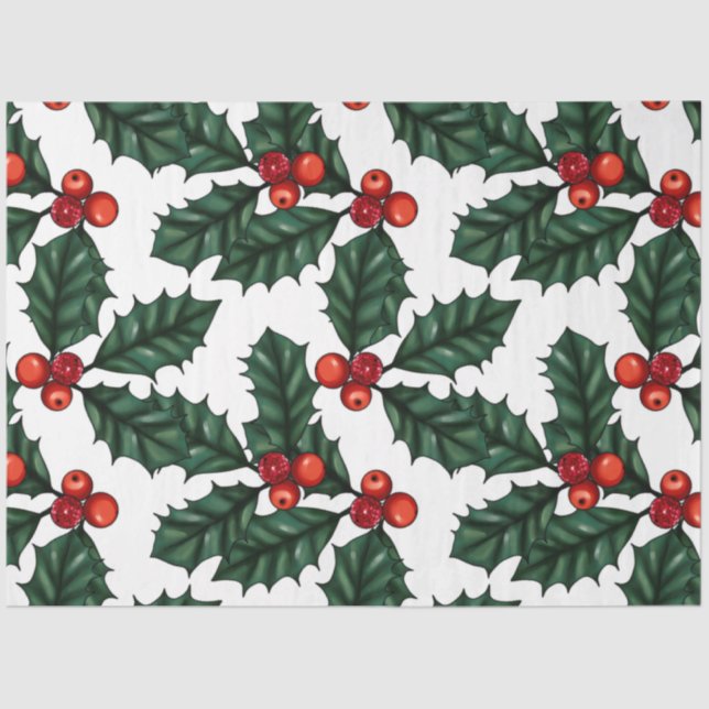 Papel De Seda Holly e Winter Berries Greenery Natal (Frente )