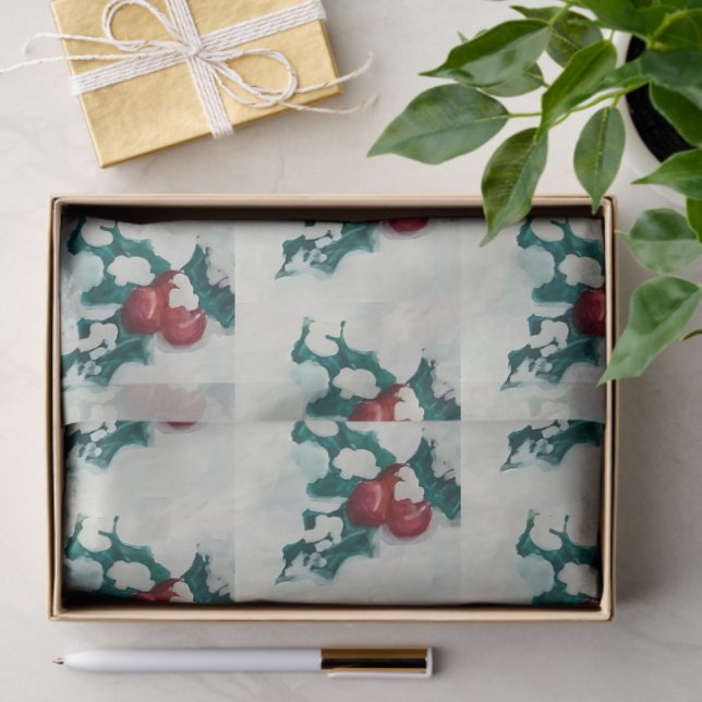 Papel De Seda Holly na neve (Presente)