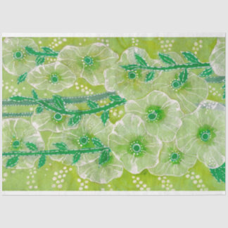Papel De Seda Hollyhock Mallow Malva Flor Verde Sombras Floral