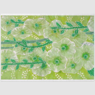 Papel De Seda Hollyhock Mallow Malva Flores Verde Brilha