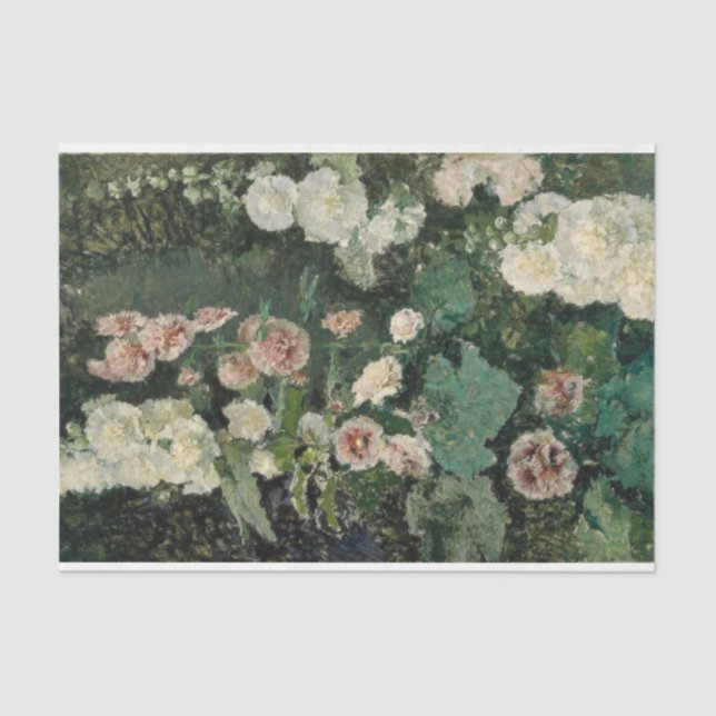 Papel De Seda Hollyhock Rosa Flowers (por Marià Fortuny) (Frente )