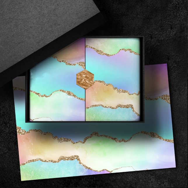 Papel De Seda Holo Agate | Mármaco de madeira picante iridescent (Criador carregado)