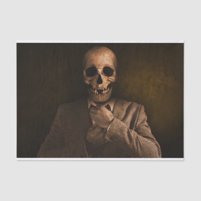 Papel De Seda Homem assustador do crânio no terno (Frente )