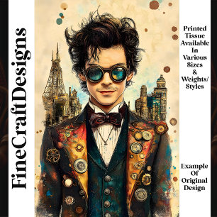 Papel De Seda Homem Elegante Estilo Steampunk Traje Ornamentado
