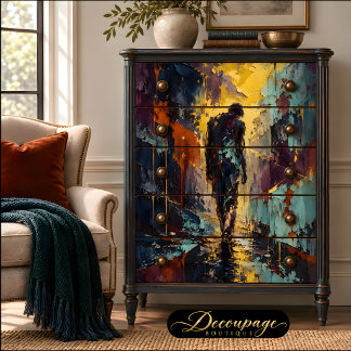 Papel De Seda Homem se afastando Decoupage Urbano Abstrato
