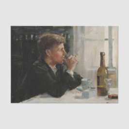 Papel De Seda Homem sentado perdido na Mesa