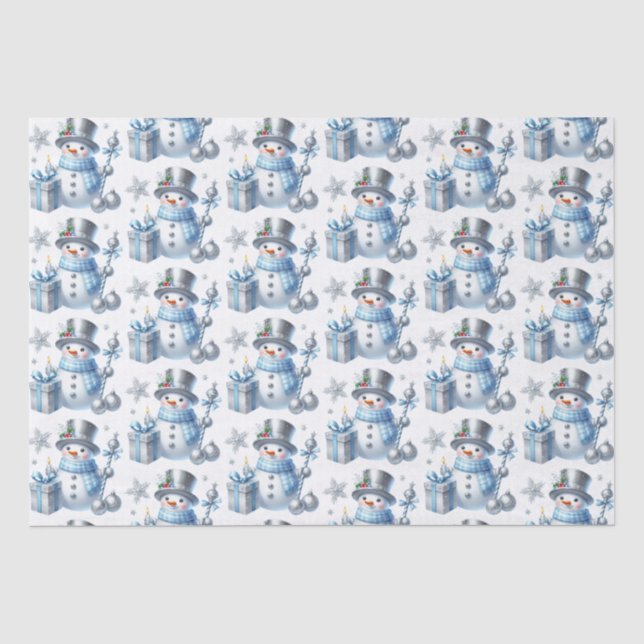Papel De Seda Homens de Neve Prateados (Frente )