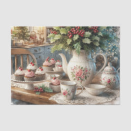 Papel De Seda Hora do Chá de Natal com Cupcakes