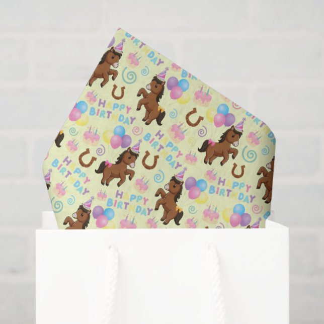 Papel De Seda Horse Tissue Paper in Yellow (Sacola de presentes)