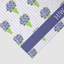 Papel De Seda Hortênsia Azul Casamento no Chuveiro Monograma Cos