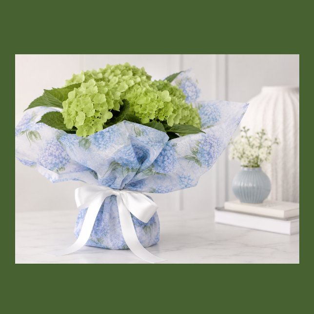 Papel De Seda Hortênsia Azul Floral (Blue Hydrangea Tissue Paper. Make Birthdays, Baby Showers, Weddings and Engagements a floral delight)