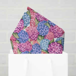 Papel De Seda Hortênsia Decoupage Floral Rosa Azul