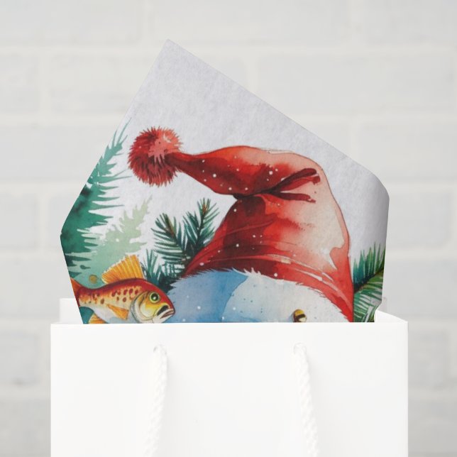 Papel De Seda Horto de Natal de pesca (Sacola de presentes)