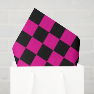 Papel De Seda Hot Pink and Black  Checkered Print 