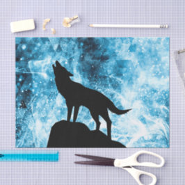 Papel De Seda Howling Wolf Winter snowblue smoAbstrato