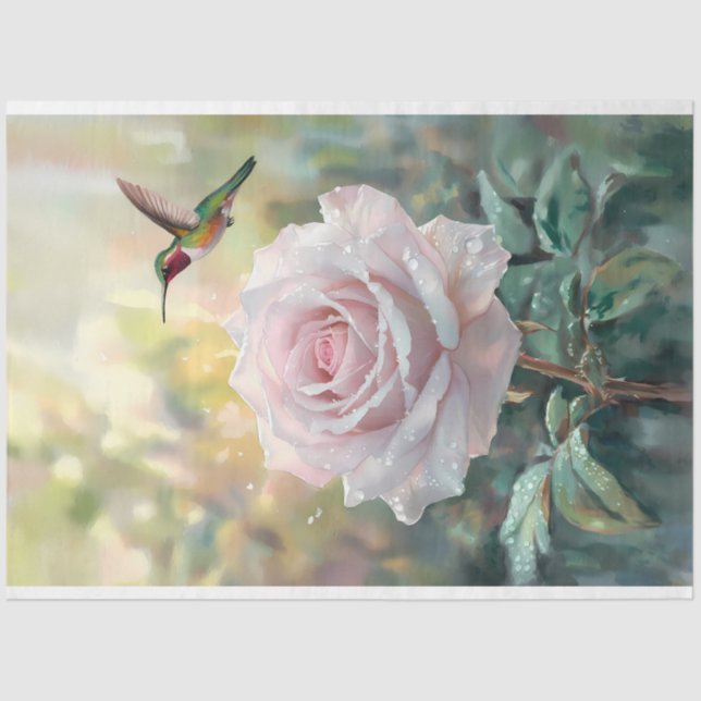 Papel De Seda Hummingbird e Rosa Rosa Invertida (Frente )