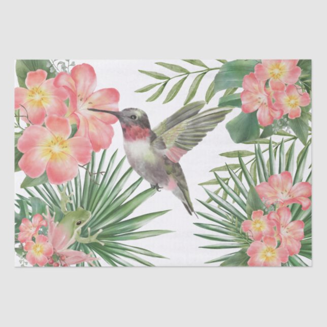 Papel De Seda Hummingbird Floral Watercolor (Frente )