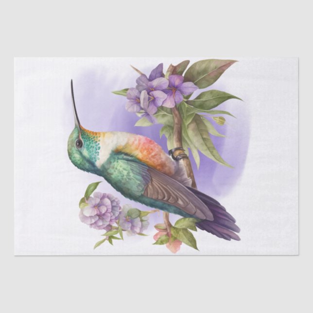Papel De Seda Hummingbird Floral Watercolor (Frente )