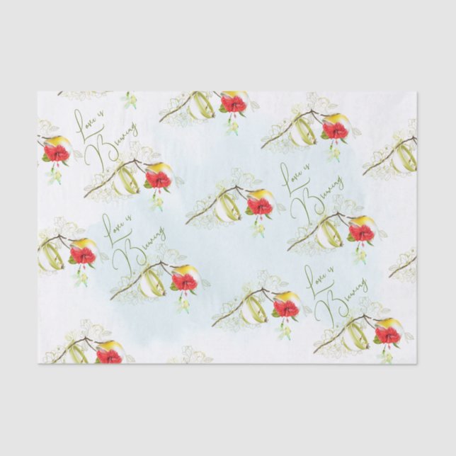 Papel De Seda Hummingbird Teacup Floral (Frente )