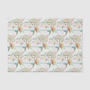 Papel De Seda Hummingbird Teacups Primavera Floral Garden
