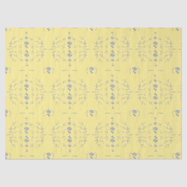 Papel De Seda Hydrangea Block Yellow and Blue Patternos (Frente )