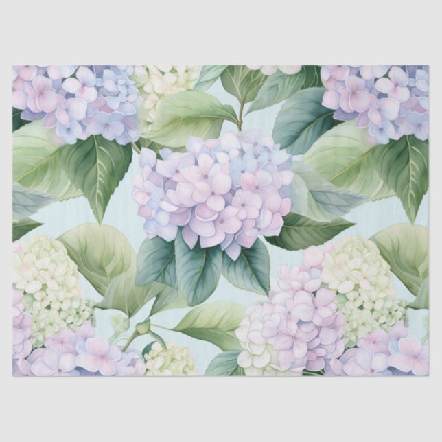 Papel De Seda Hydrangea Blossomo Creme Lilac Blue Hues Floral (Frente )