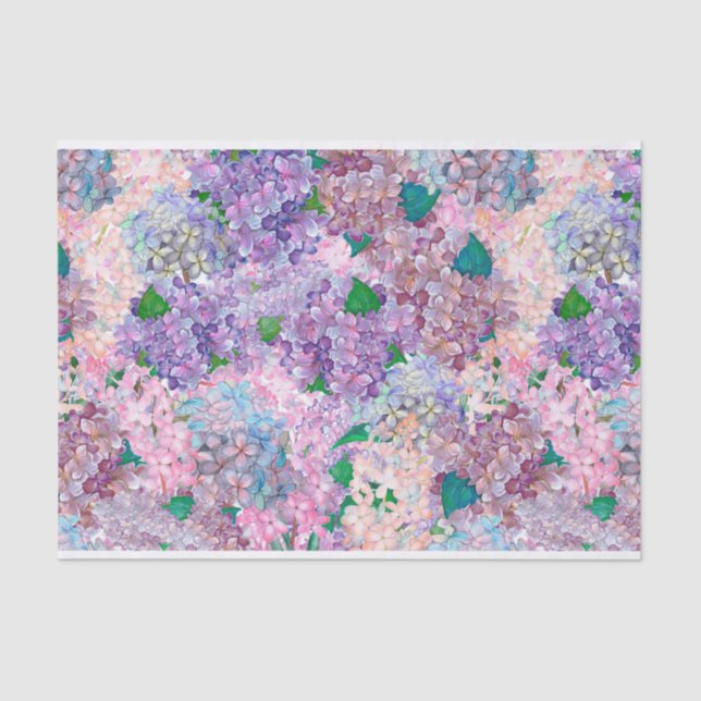 Papel De Seda Hydrangea e Lilac roxos azuis (Frente )