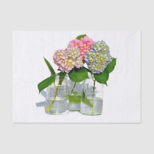 Papel De Seda Hydrangeas e Mason jar (Frente )