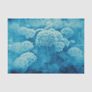Papel De Seda Hydrangeas Floral Chic Azul Textura Vintage