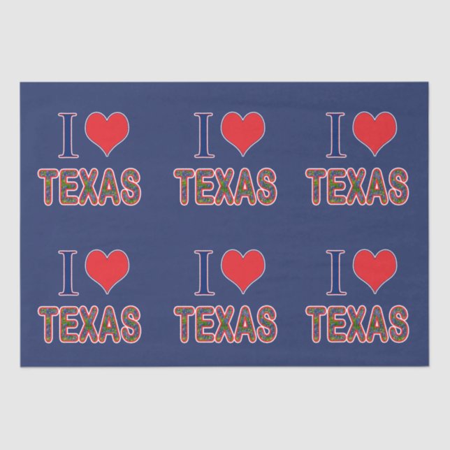 Papel De Seda I (Heart) Love Texas Bluebonnet (Frente )