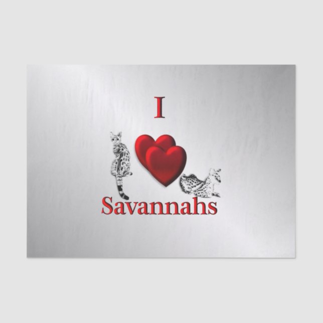 Papel De Seda I Heart Savannah Cat Silver (Frente )