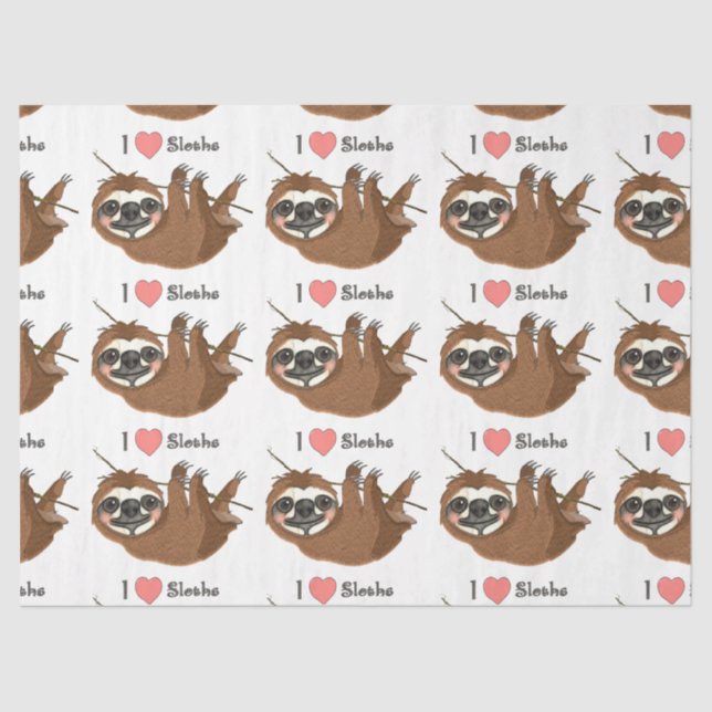 Papel De Seda I Heart Sloths Baby Animal (Frente )