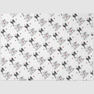 Papel De Seda I Love Papillons (branco e preto) Hearts Dogs Cute