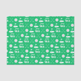 Papel De Seda Ícones de Golfe Verde e Branco