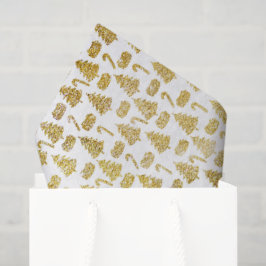 Papel De Seda Ícones Dourados elegantes de Natal