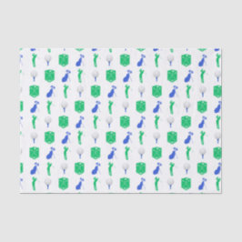 Papel De Seda Ícones verdes e azuis de golfe