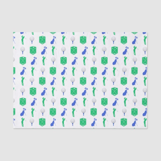 Papel De Seda Ícones verdes e azuis de golfe (Frente )