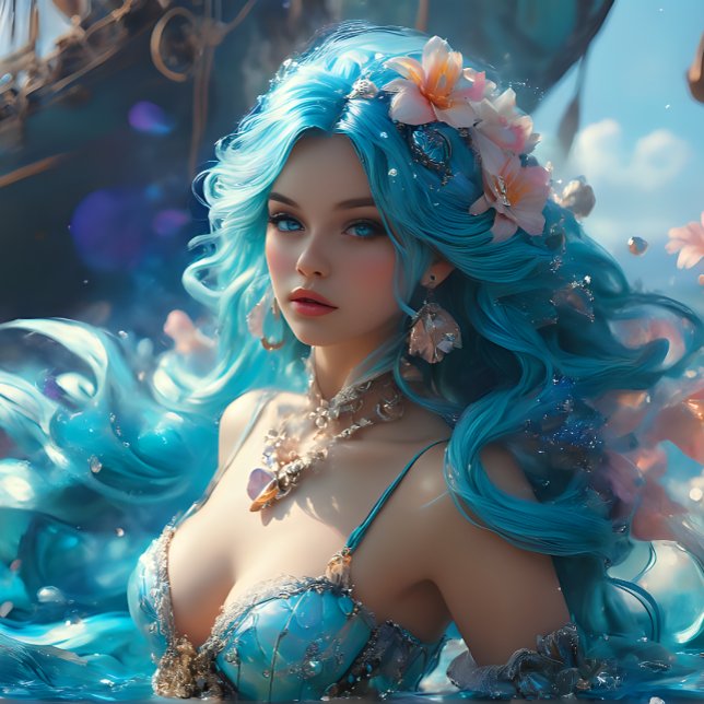 Papel De Seda Icy Blue Elegant Mermaid Decoupage Paper (Criador carregado)