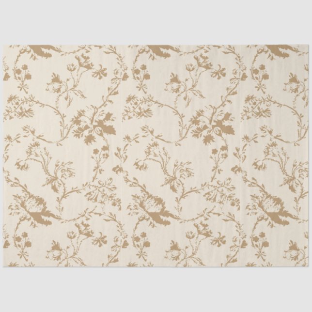 Papel De Seda Idade Fashiada com Flores Marrons (Frente )
