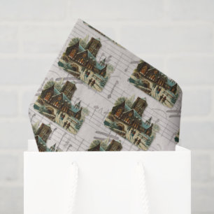 Papel De Seda Igreja de Natal Carols Vitorianos Música Cristã