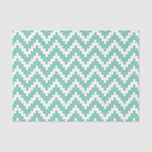 Papel De Seda Ikat Chevron Branco Sobre Fundo Da Casa Da Moeda 2 (Frente )