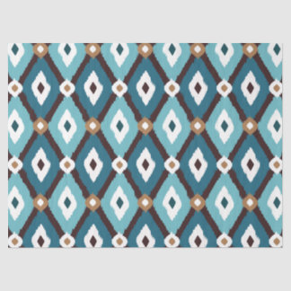 Papel De Seda Ikat Pattern Teal e Brown Decoupage